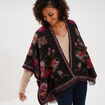 Poncho mi-long avec franges multicolore femme