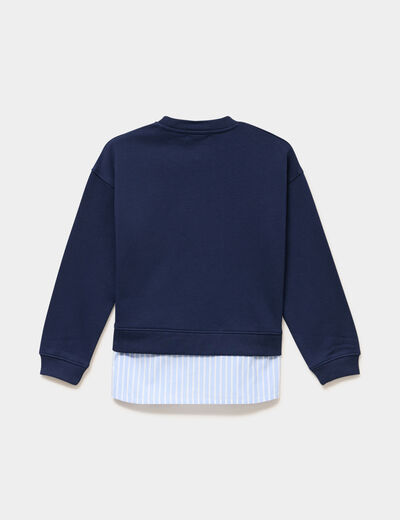 Sweat effet 2-en-1 oversize bleu marine fille