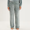 Pantalon effet polaire d&eacute;tails torsades bleu gris femme