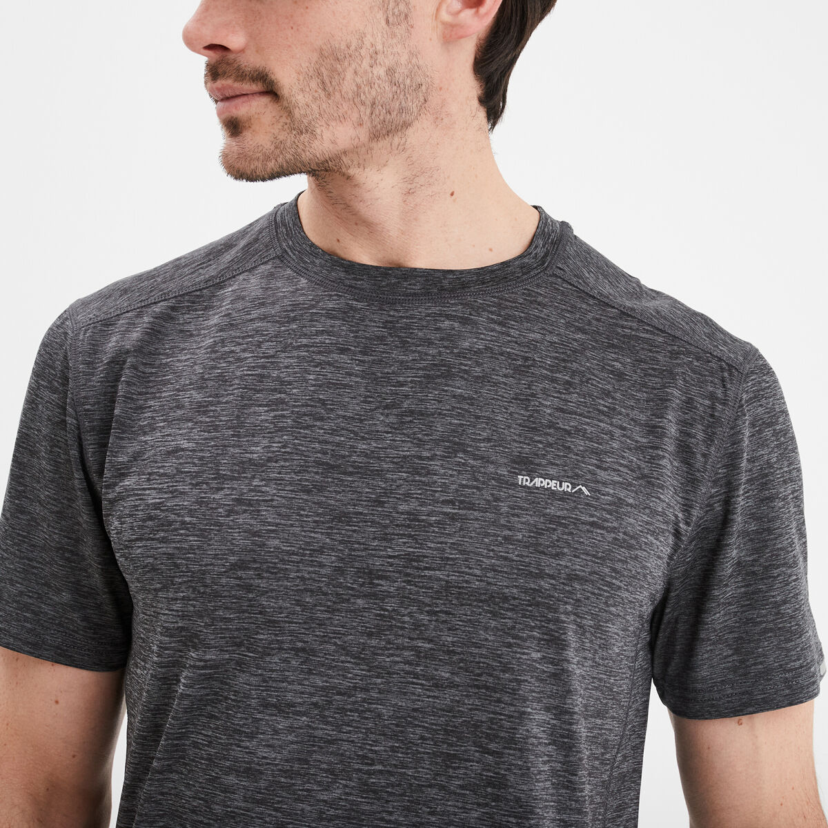 T-shirt technique outdoor l&eacute;ger Trappeur gris fonc&eacute; homme