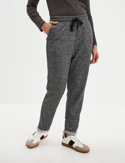 Pantalon jogging taille haute gris femme