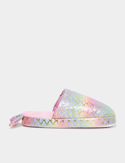Chaussons mules à paillettes multicolore fille