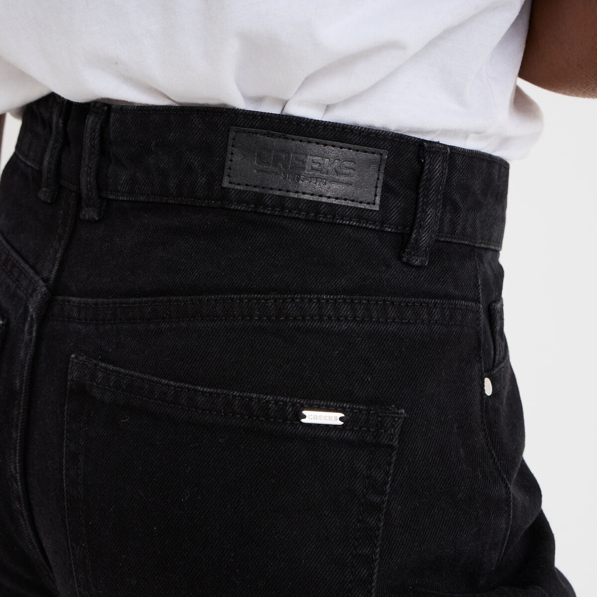 Jeans large coton denim noir femme