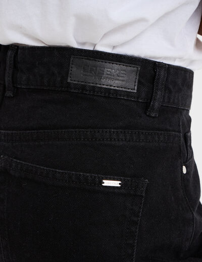Jeans large coton denim noir femme