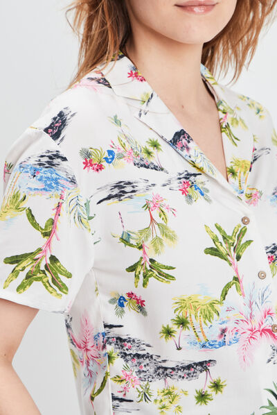 Chemise manches courtes ecru femme