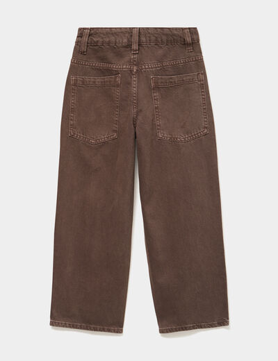 Pantalon baggy taille basse coton marron fonc&eacute; gar&ccedil;on