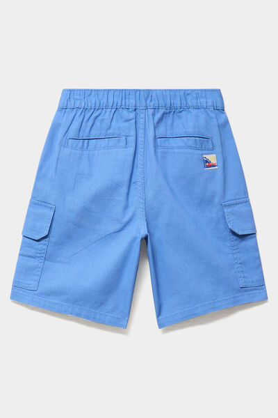 Bermuda short regular poches c&ocirc;t&eacute;s coton bleu gris gar&ccedil;on