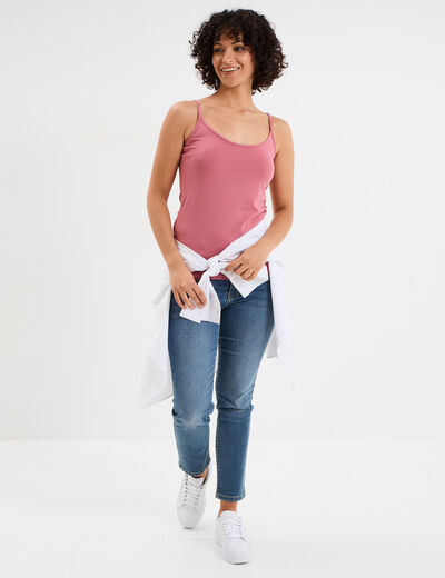 Débardeur coton bretelles réglables vieux rose femme