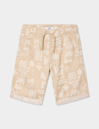 Short bermuda droit taille élastiquée sable garçon