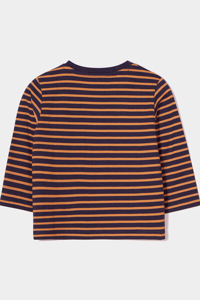 T-shirt épaule boutonnée manches longues bleu marine bébé garçon