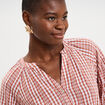 Blouse oversize col tunisien coton terracotta femme