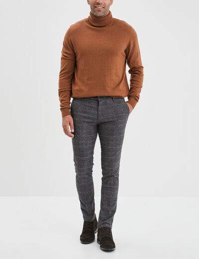 Pull avec col roul&eacute; camel homme