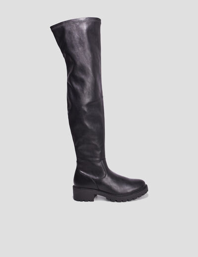 Bottes cuissardes semelle chunky noir femme