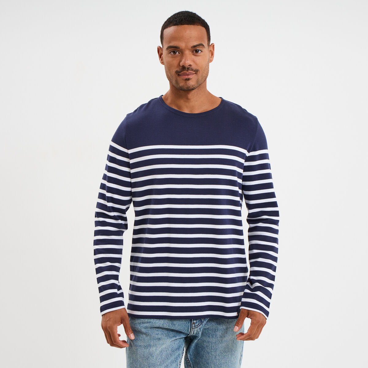 T-shirt manches longues coton bleu marine homme