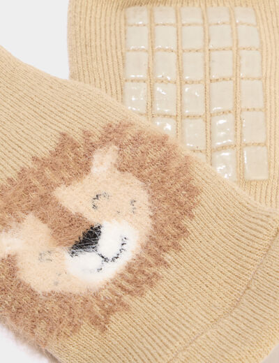 Chaussettes d'int&eacute;rieur marron clair b&eacute;b&eacute; gar&ccedil;on