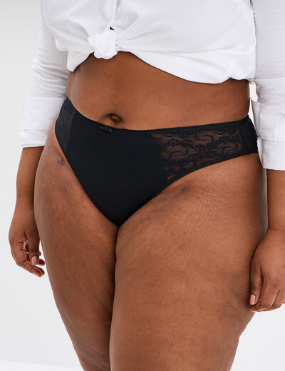 Culotte empiècements dentelle noir femme grande taille