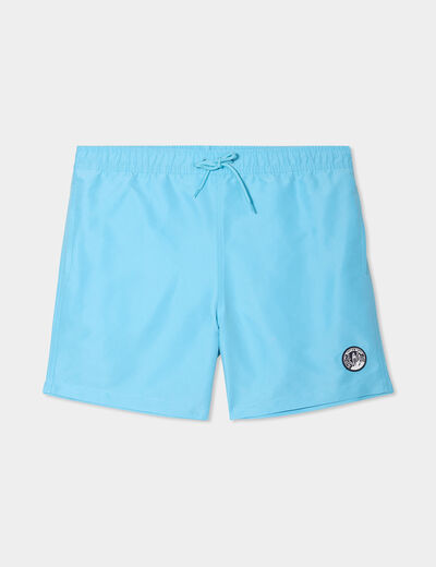 Short de bain droit taille &eacute;lastiqu&eacute;e vert turquoise homme