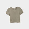 T-shirt de sport court ajust&eacute; vert kaki femme