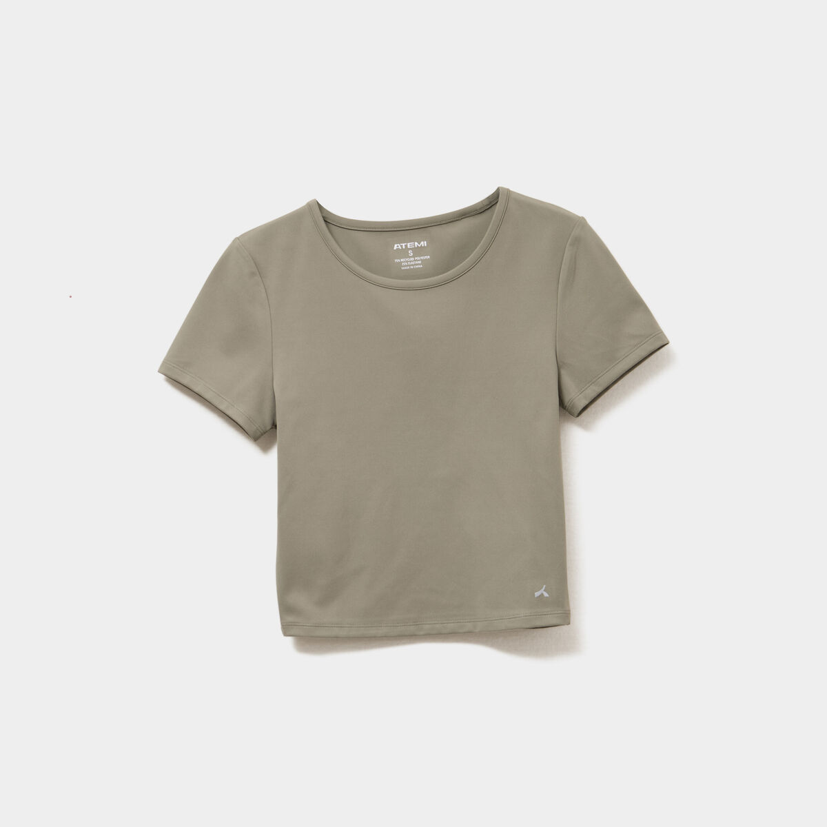 T-shirt de sport court ajust&eacute; vert kaki femme