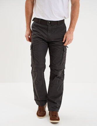 Pantalon cargo 2-en-1 modulable bermuda gris fonc&eacute; homme