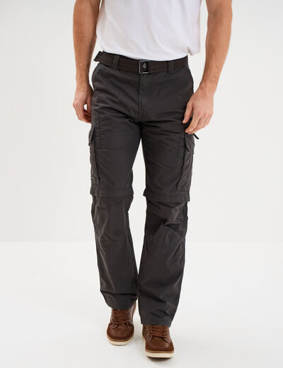 Pantalon cargo 2-en-1 modulable bermuda gris fonc&eacute; homme