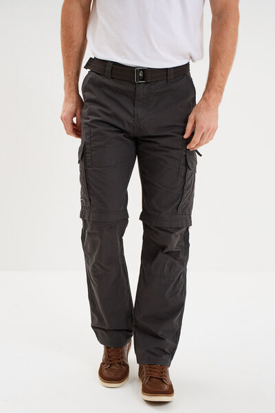 Pantalon cargo 2-en-1 modulable bermuda gris fonc&eacute; homme