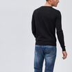 Pull droit col rond coton m&eacute;lang&eacute; noir homme