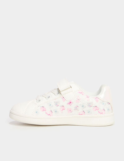Tennis basses à scratchs blanc fille