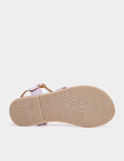 Sandales en cuir avec bride d'attache parme fille