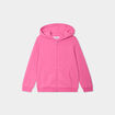 Sweat zipp&eacute; &agrave; capuche droit molleton rose fushia fille