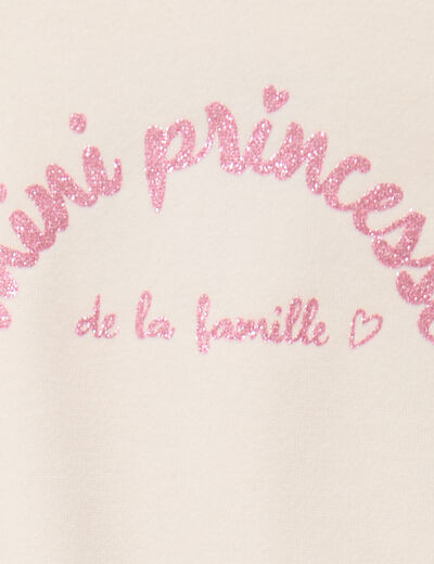 Sweat col rond manches longues creme b&eacute;b&eacute; fille