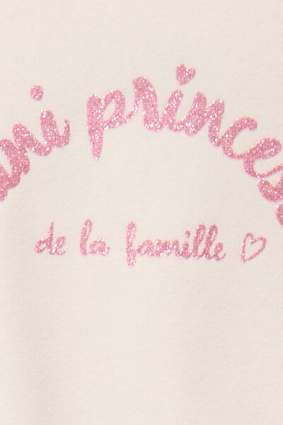 Sweat col rond manches longues creme b&eacute;b&eacute; fille
