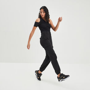 t shirt cropped asymetrique noir femme T-shirt cropped asymétrique noir femme