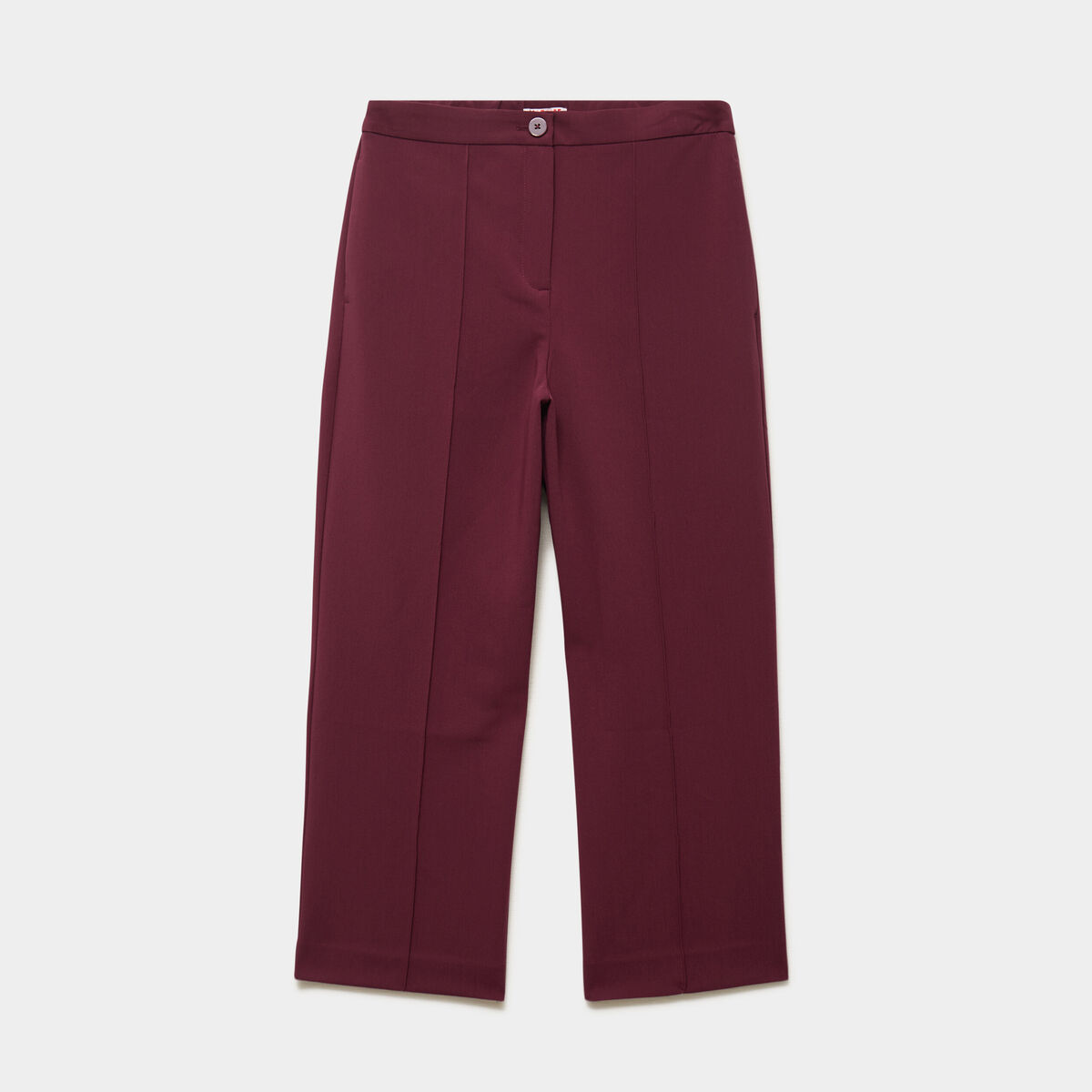Pantalon droit 7/8&egrave;me &agrave; pinces violet fonc&eacute; femme