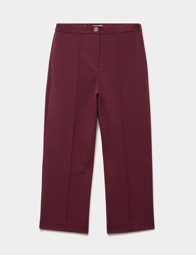 Pantalon droit 7/8&egrave;me &agrave; pinces violet fonc&eacute; femme