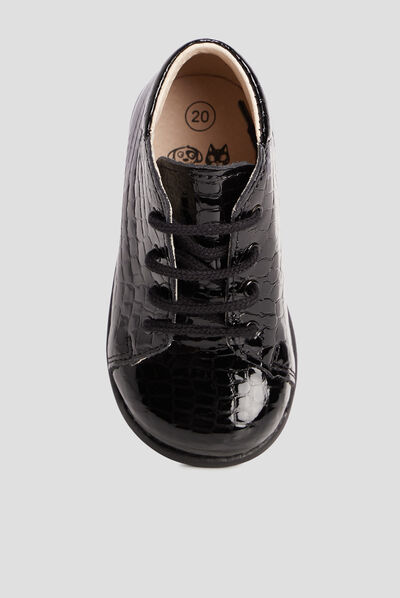 Chaussures vernies en cuir noir bébé fille