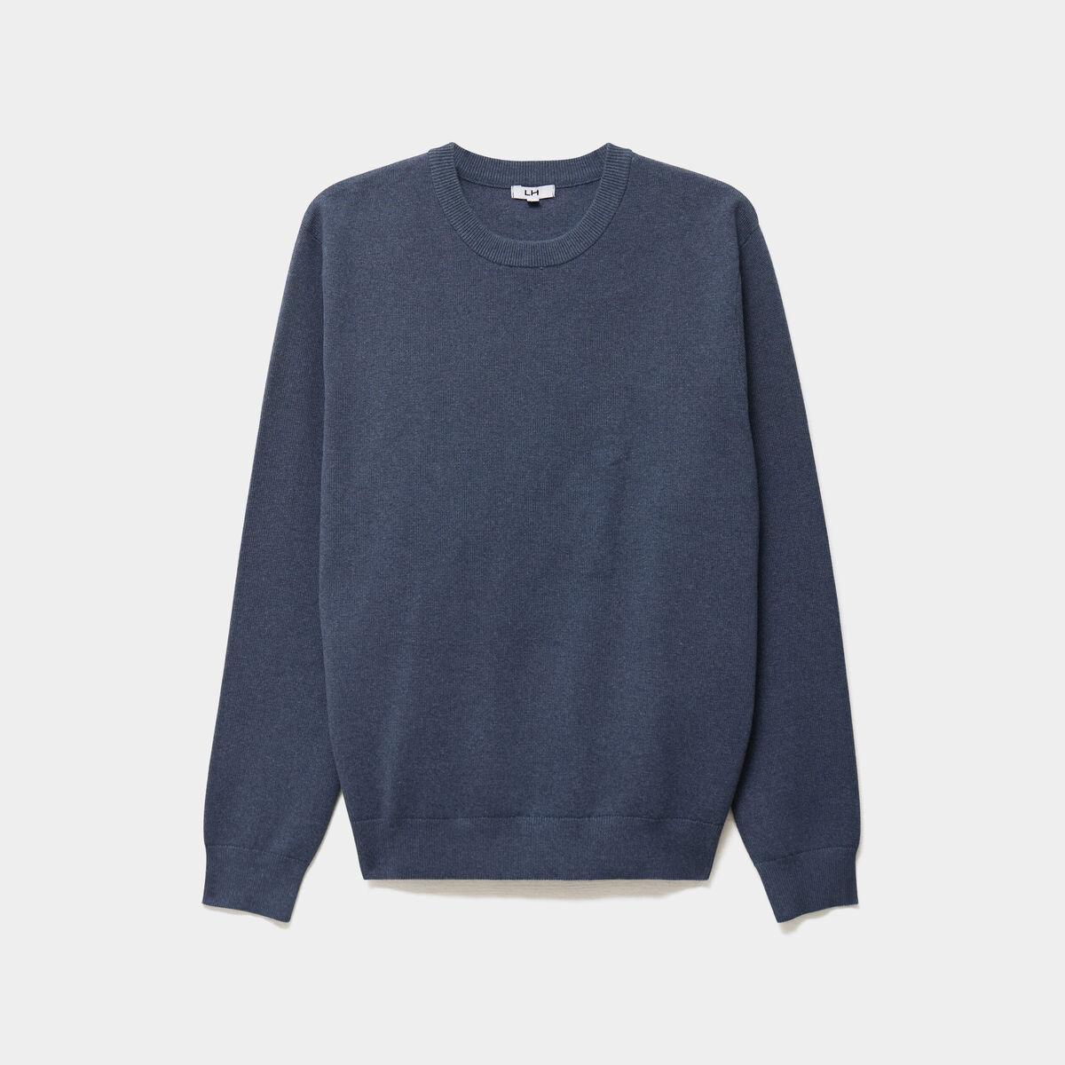 Pull col rond manches longues bleu homme