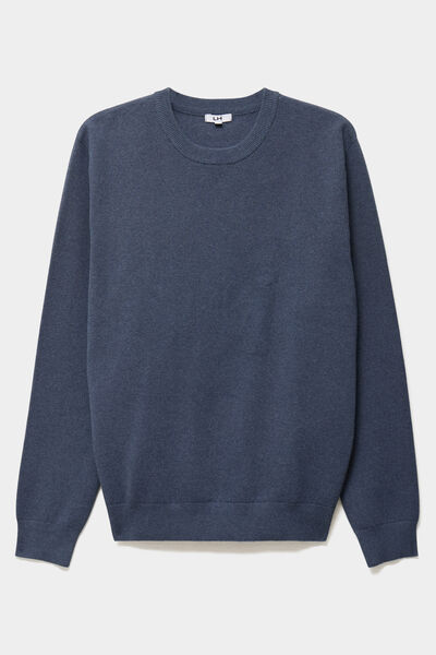 Pull col rond manches longues bleu homme