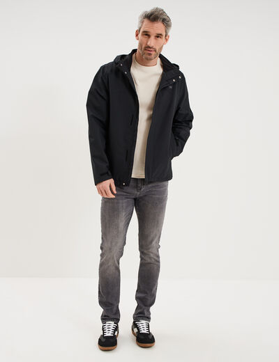 Blouson coupe-vent imperm&eacute;able &agrave; capuche noir homme