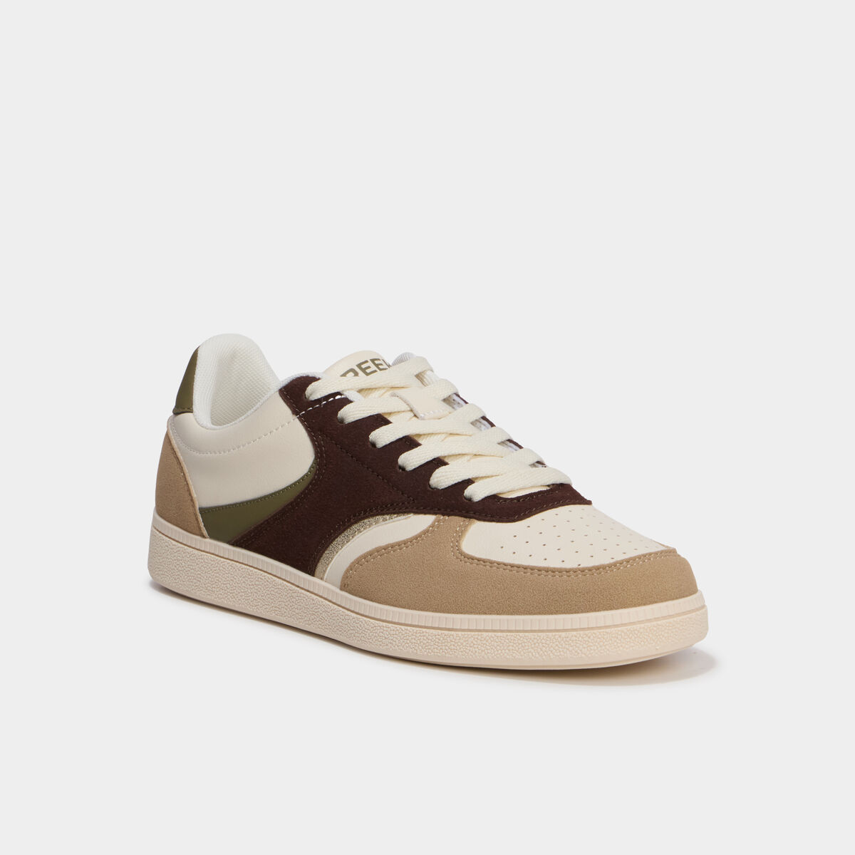 Baskets basses &agrave; lacets vert kaki femme
