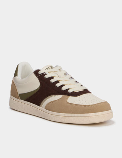 Baskets basses &agrave; lacets vert kaki femme