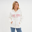 Sweat zipp&eacute; &agrave; capuche blanc femme