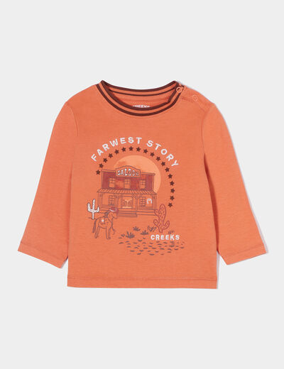 T-shirt manches longues Creeks orange bébé garçon