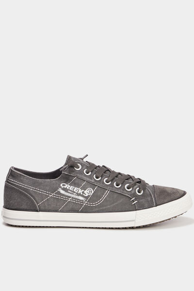 Baskets basses en toile &agrave; lacets gris homme