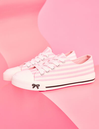 Tennis basses en toile bout renforc&eacute; rose fille