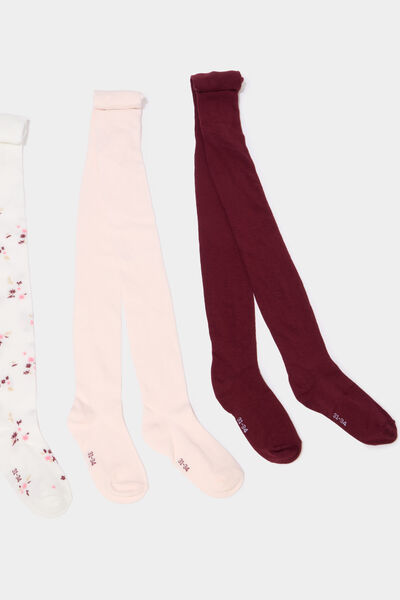 Lot 3 collants coton majoritaire ivoire fille