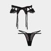 Ensemble porte-jarretelle et string noir femme