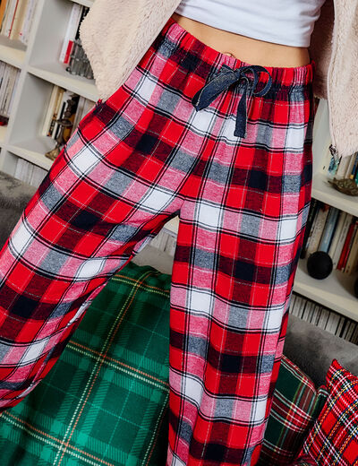 Pantalon de pyjama en coton ajusable rouge femme