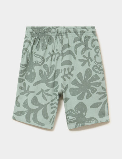 Bermuda droit taille &eacute;lastiqu&eacute;e coton vert kaki gar&ccedil;on