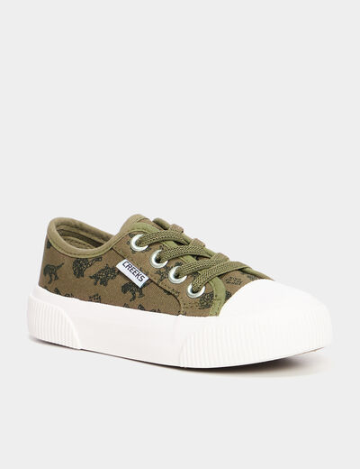 Tennis basses en toile vert kaki garçon